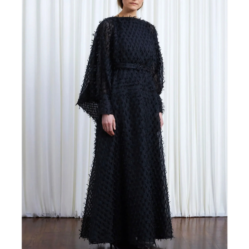 Palmer / / Harding Comfort Found Gown Black Organza Fringe Timeless Martha's Vineyard 