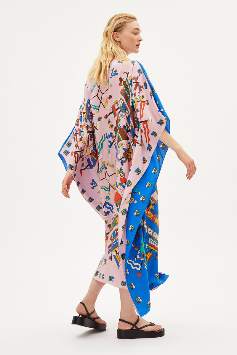 Rianna and Nina Greek Kaftan - Caravi Blue Pink Timeless Martha's Vineyard