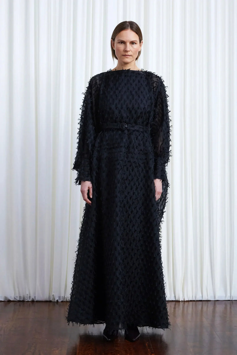 Comfort Found Gown - Black Organza Fringe