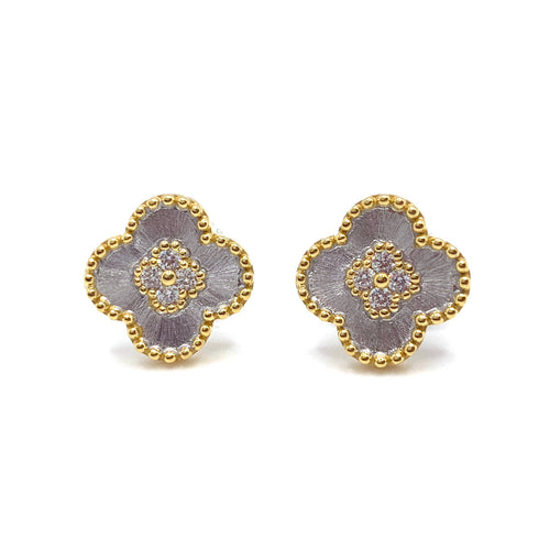 Exclusively Ours Clover Center Clover Two-tone Stud Earrings Timeless Martha's Vineyard