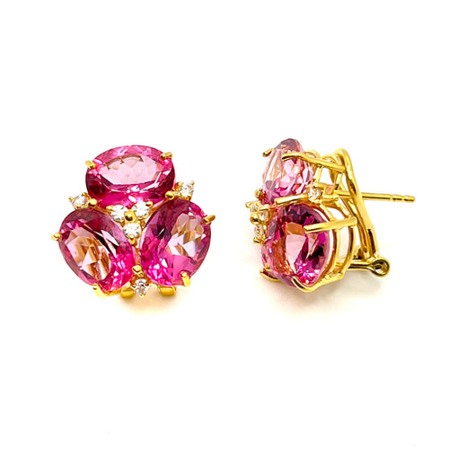 Triple Oval Lab Vermeil Earrings - Pink Sapphire Timeless Martha's Vineyard