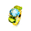 Triple Oval Blue Topaz and Peridot Ring