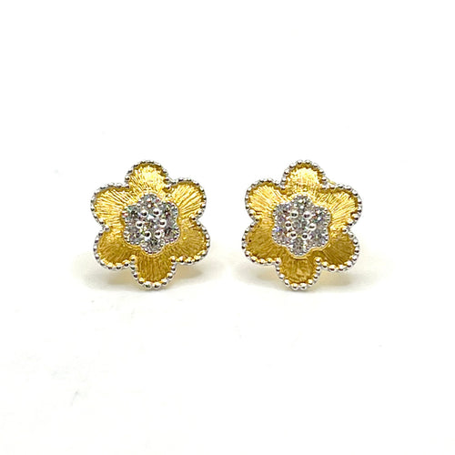 Gold Six Petal Flower Stud Earrings Timeless Martha's Vineyard 