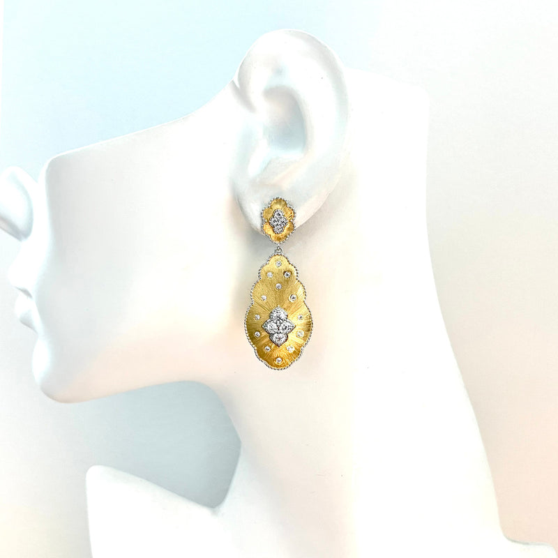 Exclusively Ours Flower-pattern Tear Drop Vermeil Earrings - GoldTimeless Martha's Vineyard 