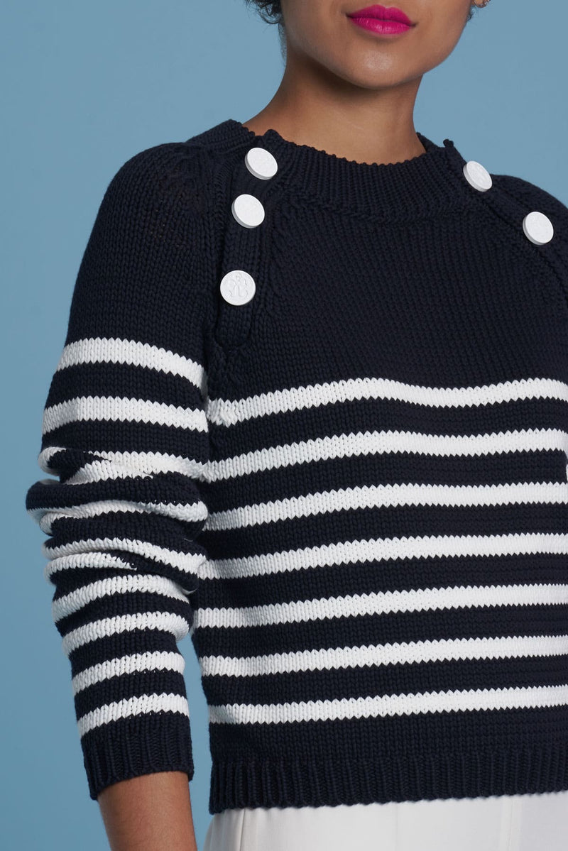 Maison Common Striped Sailors Sweater - Navy + White Timeless Martha's Vineyard 