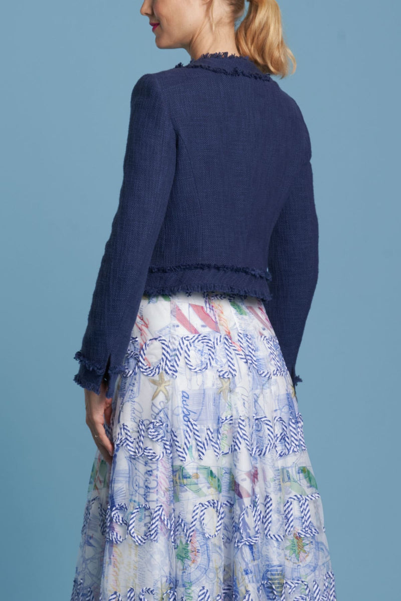 Maison Common Navy Cotton Tweed Jacket Timeless Martha's Vineyard 