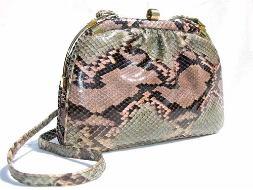 Colombetti Vintage Python Clutch Crossbody Pink Green Timeless Martha's Vineyard 