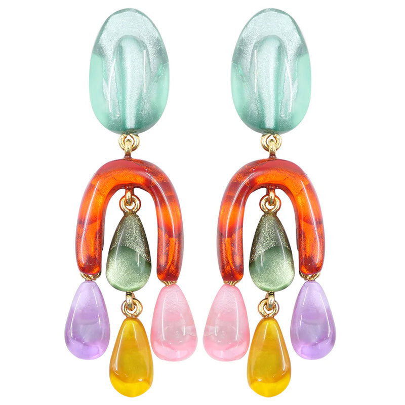 Dominique Denaive Benedicte Colorful Resin Clip Earring Timeless Martha's Vineyard 