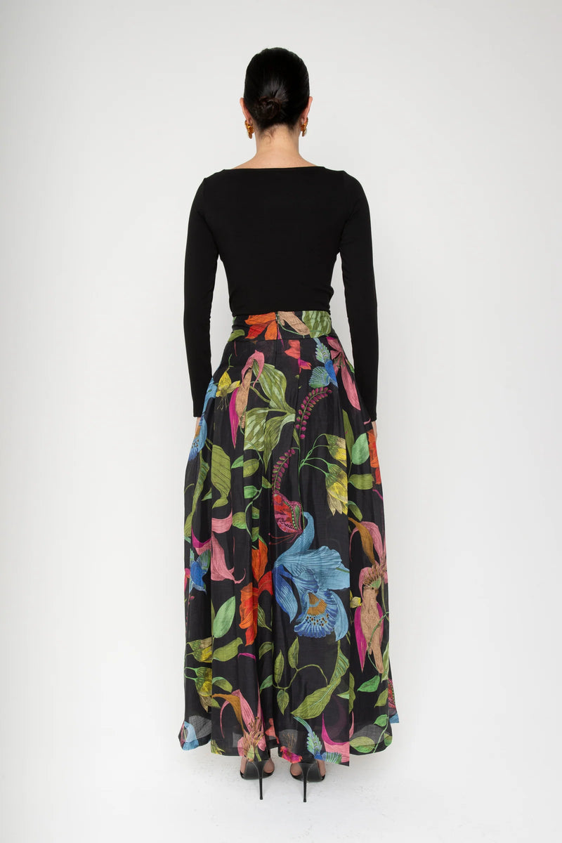 
Lavi Colorful Floral Print Full Length Black Skirt Timeless Martha's Vineyard 
