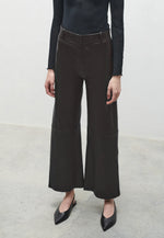 Arma Black Giacinta Wide Leg High Waisted Leather Pant Timeless Martha's Vineyard 
