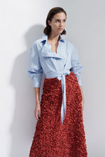 Natan Navy Petal Fabric Fit and Flare Skirt Timeless Martha's Vineyard 