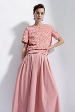 Natan Orange Carrie Pleated Cotton Maxi Skirt Timeless Martha's Vineyard 