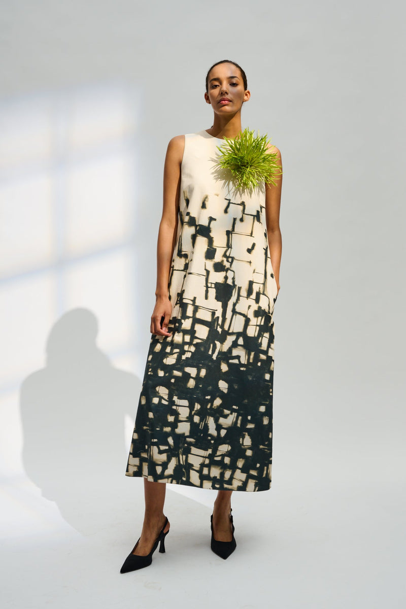 Natan Alpi Black + Cream Abstract Print Maxi Dress Timeless Natan Alpi Black + Cream Abstract Print Maxi Dress Timeless