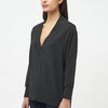 Majestic Filatures French Terry Long Sleeve Deep V-Neck - Anthracite Grey Timeless Martha's Vineyard