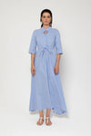 Lavi Short Sleeve Maxi Dress Blue + White Stripe Timeless Martha's Vineyard 