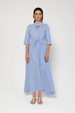 Lavi Short Sleeve Maxi Dress Blue + White Stripe Timeless Martha's Vineyard 