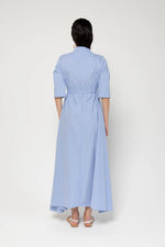 Lavi Short Sleeve Maxi Dress Blue + White Stripe Timeless Martha's Vineyard 
