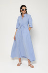 Lavi Short Sleeve Maxi Dress Blue + White Stripe Timeless Martha's Vineyard 