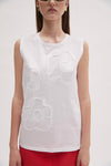 Meimeij Flower Sleeveless Tee - White Timeless Martha's Vineyard