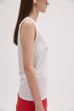 Meimeij Flower Sleeveless Tee - White Timeless Martha's Vineyard