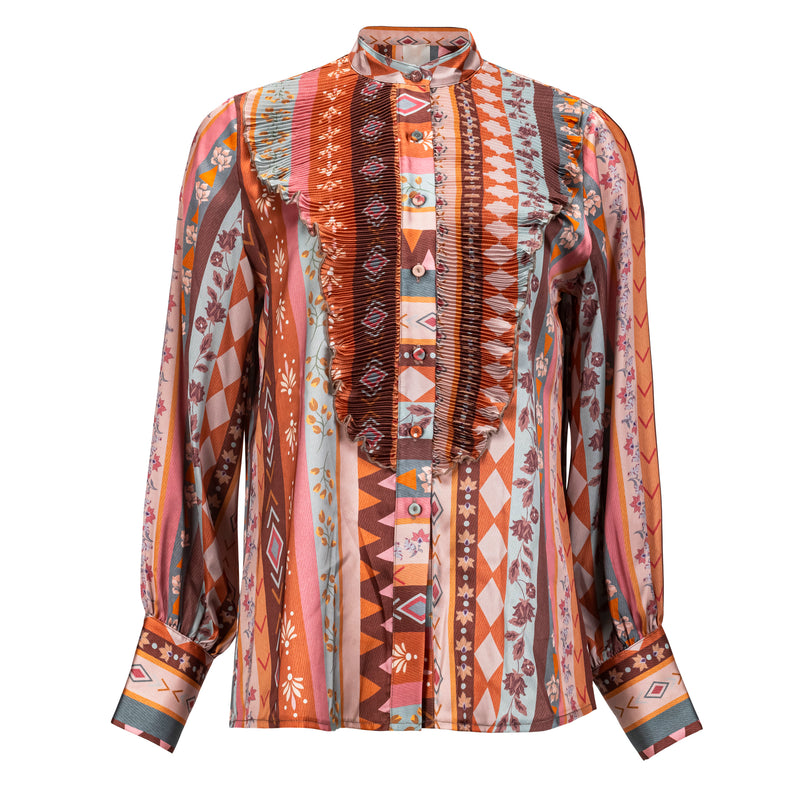 MILVA MI Printed Silk Blouse Timeless Martha's Vineyard