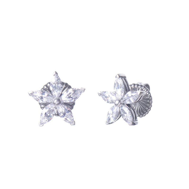 Marquis Flower Stud Earrings - Rhodium Timeless Martha's Vineyard