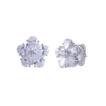 Flower Shape CZ Stud Earrings - More Colors