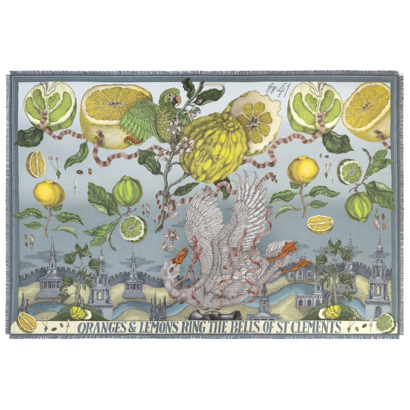 Sabina Savage Oranges and Lemons Silk Rectangle Scarf Timeless Martha's Vineyard 