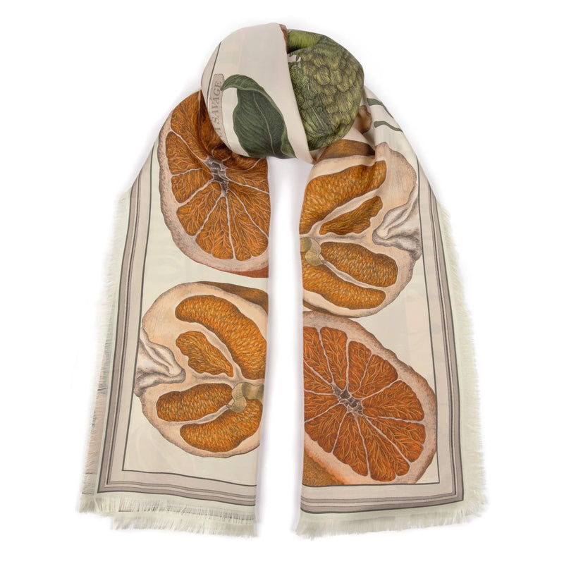 Large Silk Rectangle Scarf Oranges + Lemons Zest Timeless Martha's Vineyard 