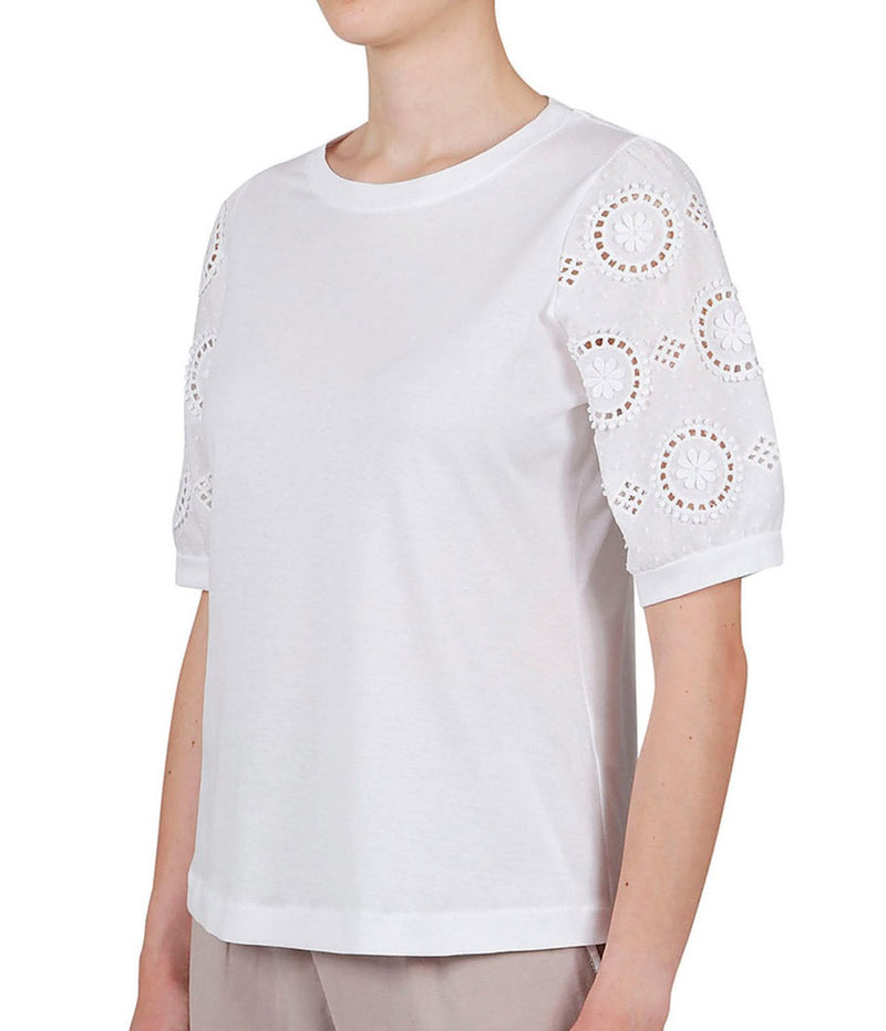 Purotatto White Detailed Short Sleeve T-Shirt 