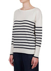 Lightweight Knit Sweater - Cream + Navy Stripe