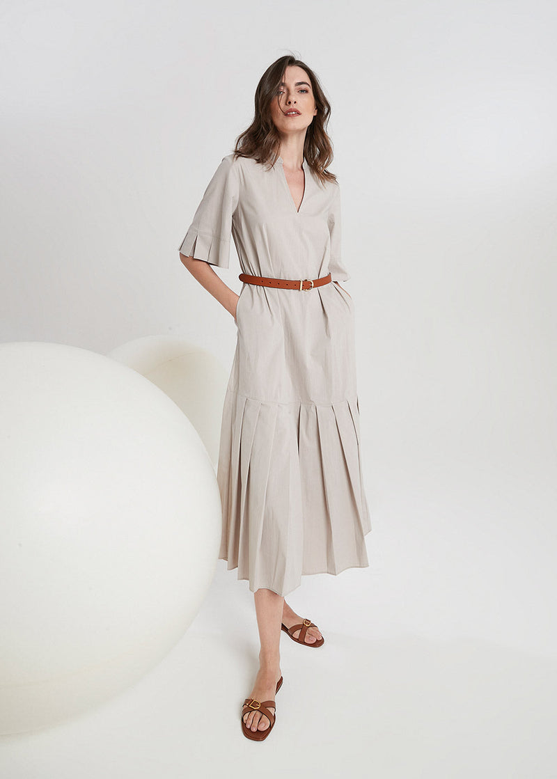 Purotatto Pink Pleated Elbow Sleeve Cotton Midi Dress Timeless Purotatto Pink Pleated Elbow Sleeve Cotton Midi Dress Timeless