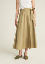 Rosso35 Navy Cotton Wrap Pleated Midi Skirt Timeless Martha's Vineyard 