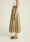 Rosso35 Navy Cotton Wrap Pleated Midi Skirt Timeless Martha's Vineyard 