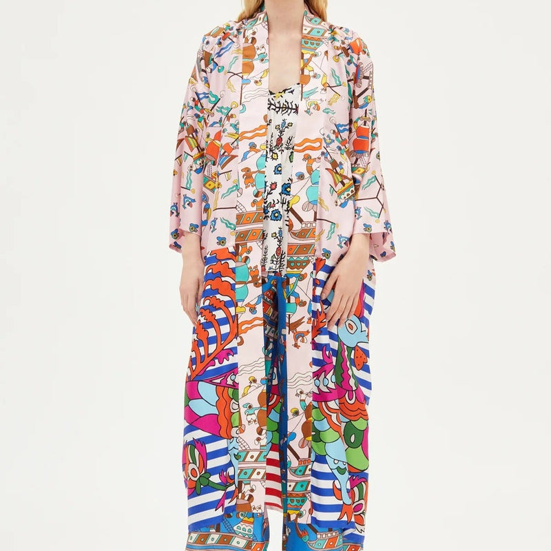 Rianna and Nina Greek Kimono - Caravi Pink  Timeless Martha's Vineyard