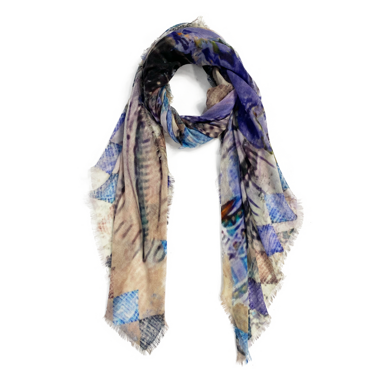 Ama Pure Cashmere Wonderland Blue Ultralight Scarf Timeless Martha's Vineyard