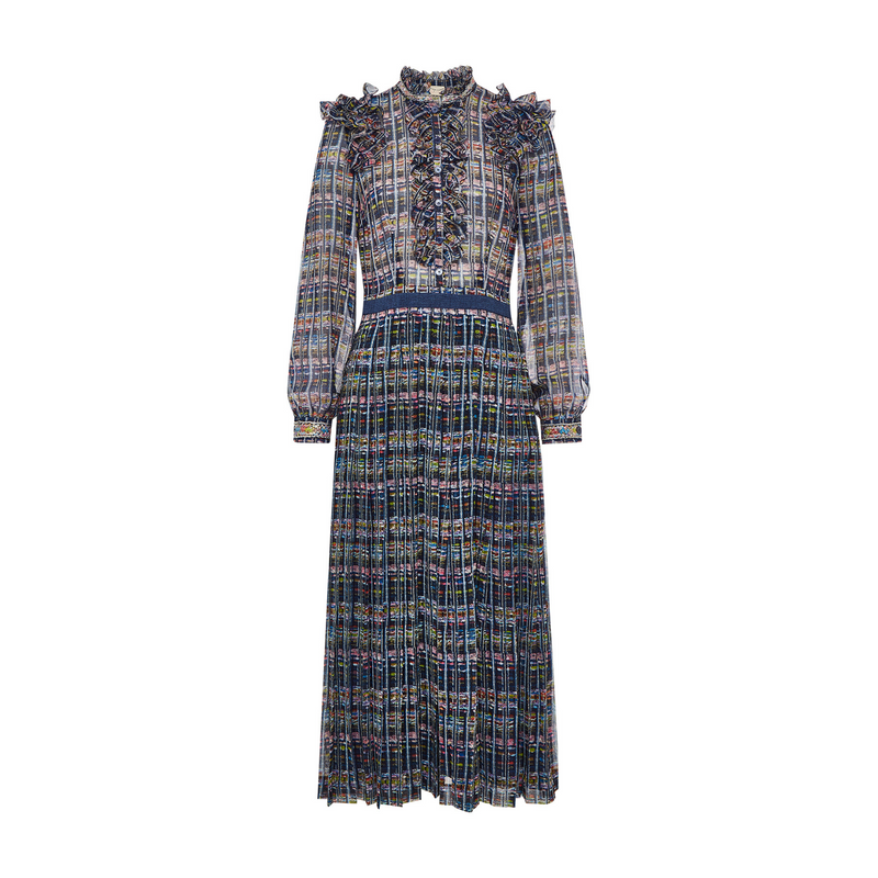 Maison Common Printed Colorful Plaid Maxi Dress Timeless Martha's Vineyard