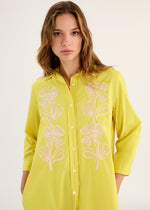 Embroidered Long Sleeve Shirt Dress - Dove Grey