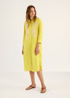 Embroidered Long Sleeve Shirt Dress - Dove Grey