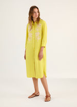 Embroidered Long Sleeve Shirt Dress - Dove Grey