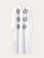 Rosso35 Navy + White Embroidered Striped Shirt Dress Timeless Martha's Vineyard 