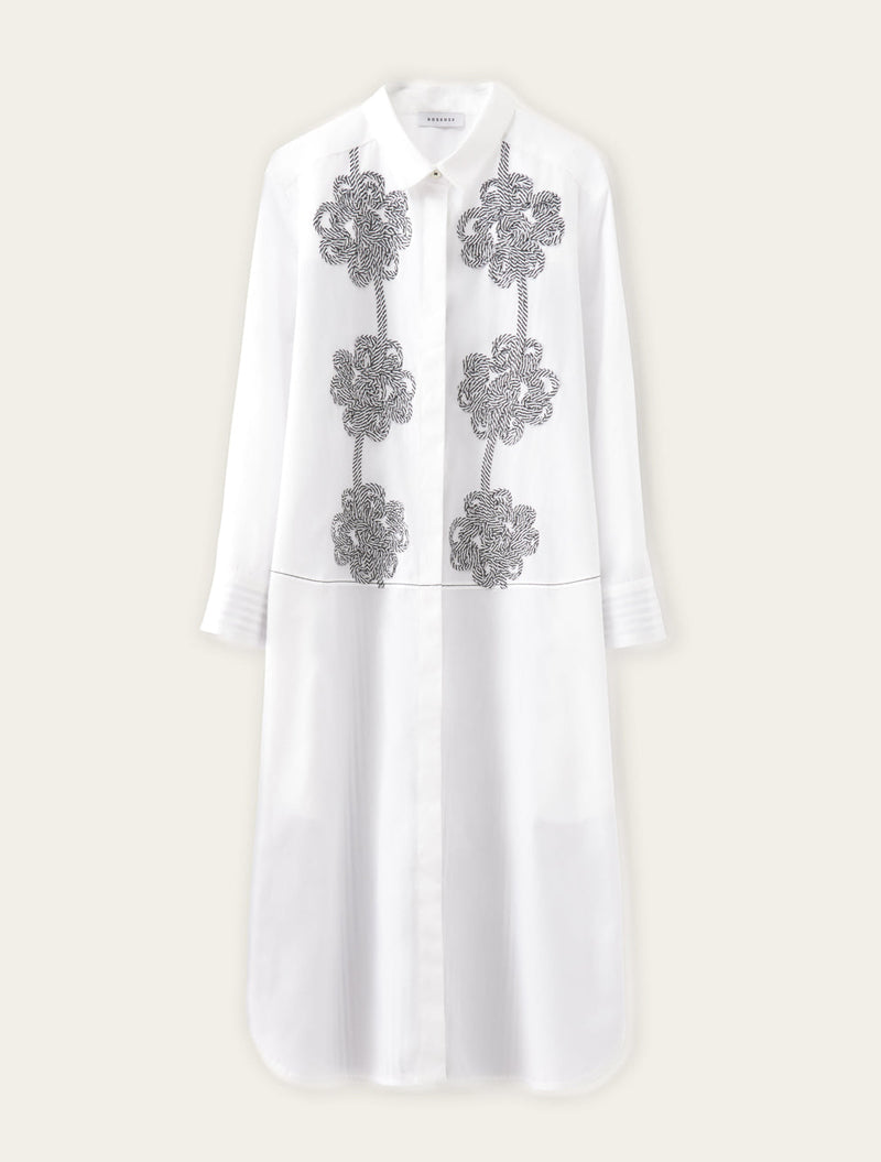 Rosso35 Navy + White Embroidered Striped Shirt Dress Timeless Rosso35 Navy + White Embroidered Striped Shirt Dress Timeless