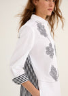 Rosso35 Navy + White Embroidered Striped Shirt Dress Timeless Martha's Vineyard 