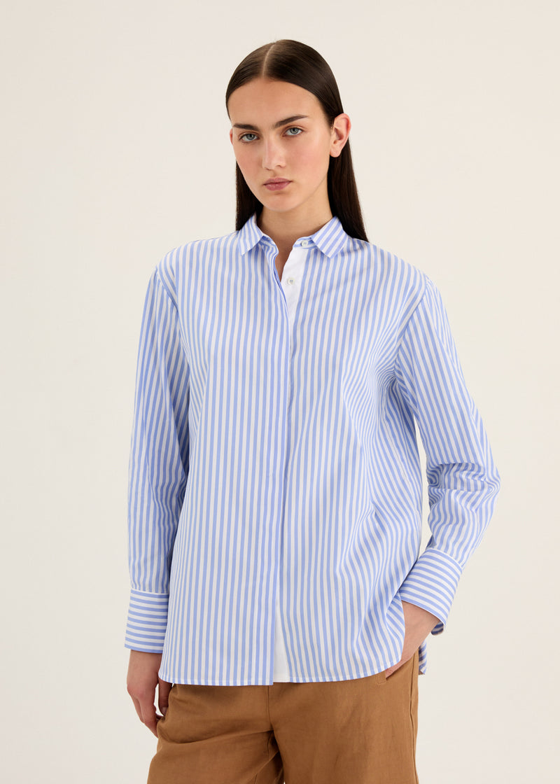 Rosso35 Long Sleeve Shirt with Back Contrast Pleats Timeless Martha's Vineyard 