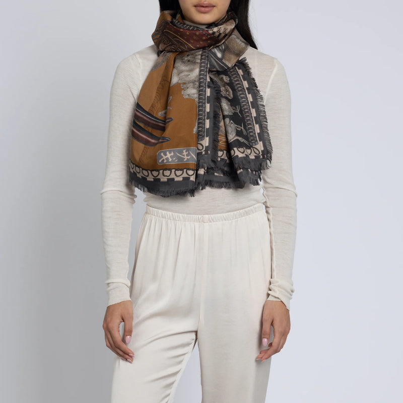 Sabina Savage Floating Rabbits Silk Twill Rectangle Scarf Timeless Martha's Vineyard 