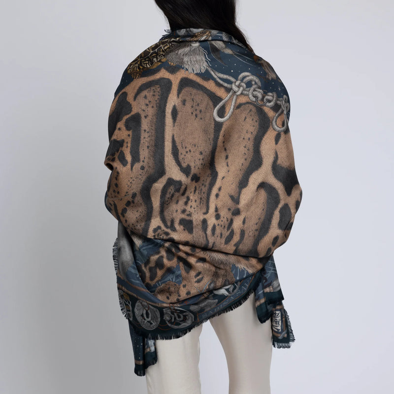 Sabina Savage Lunar Leopard Silk Twill Rectangle Scarf Timeless Martha's Vineyard 