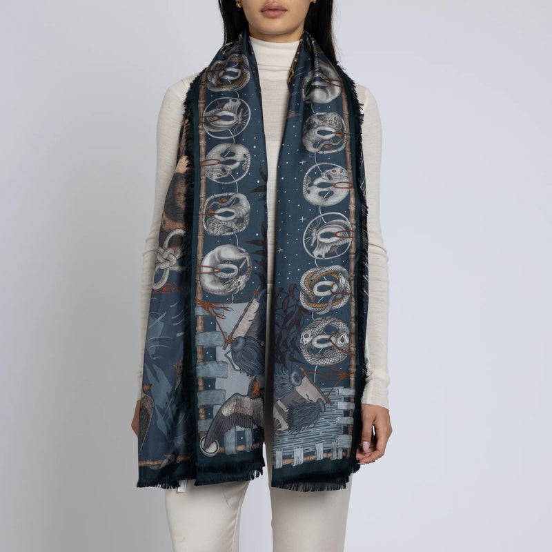 Sabina Savage Lunar Leopard Silk Twill Rectangle Scarf Timeless Martha's Vineyard 