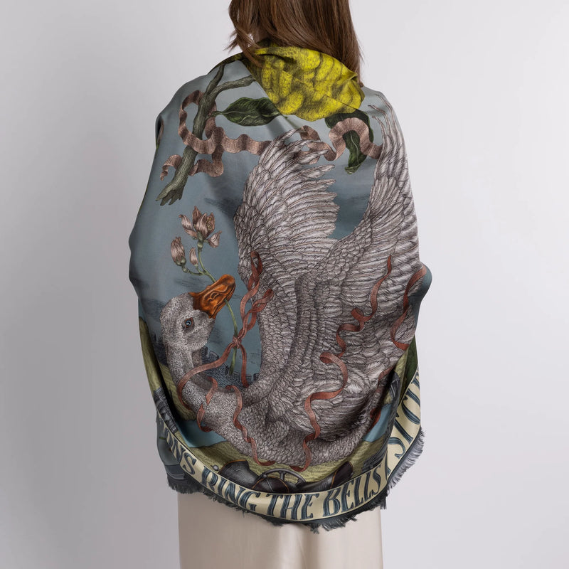 Sabina Savage Oranges and Lemons Silk Rectangle Scarf Timeless Martha's Vineyard 