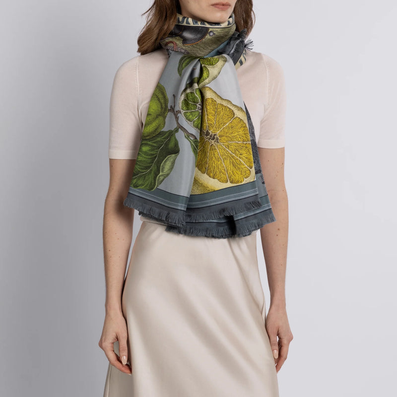 Sabina Savage Oranges and Lemons Silk Rectangle Scarf Timeless Martha's Vineyard 