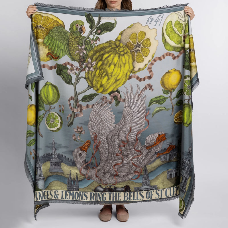 Sabina Savage Oranges and Lemons Silk Rectangle Scarf Timeless Martha's Vineyard 